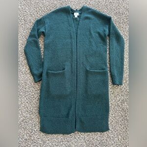 Women’s Old Navy long green/teal open-front sweater size small